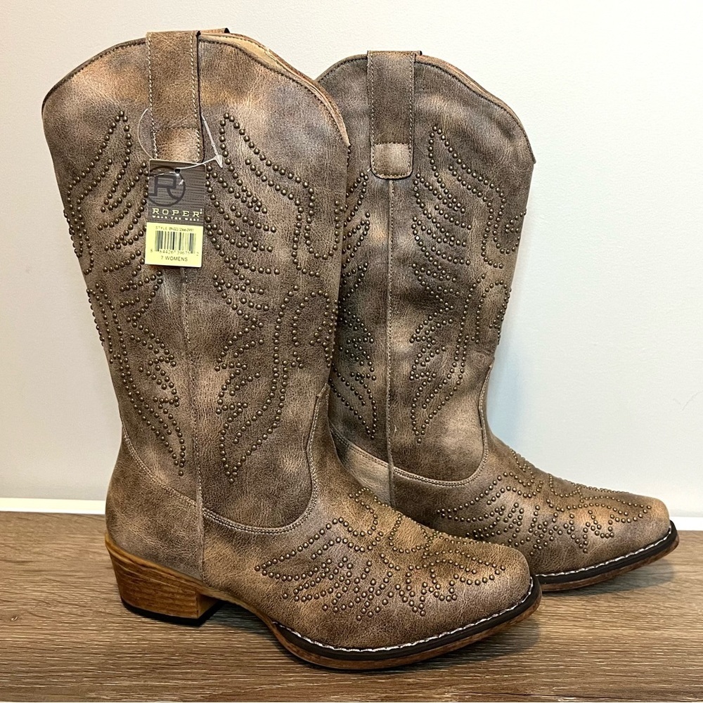Roper NEW Womens Studded Western Cowgirl Boots Sz 7